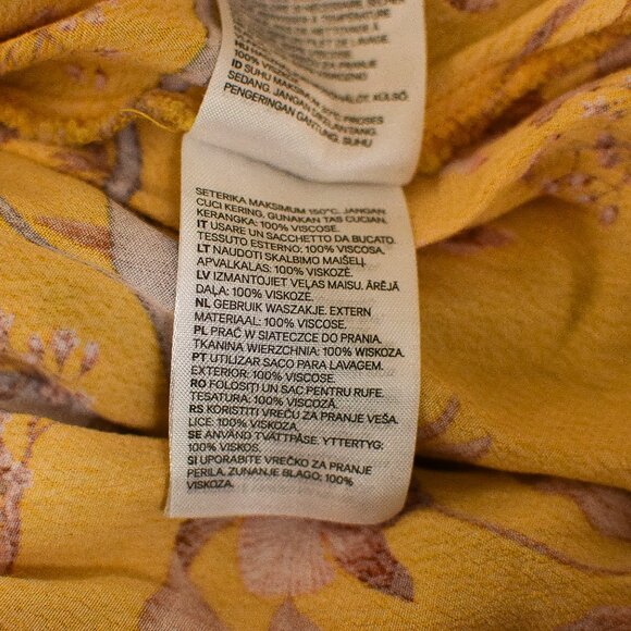 Johanna Ortiz x H&M Yellow Floral Tiered Ruffle Maxi Dress Size M Boho Botanical - Picture 12 of 12